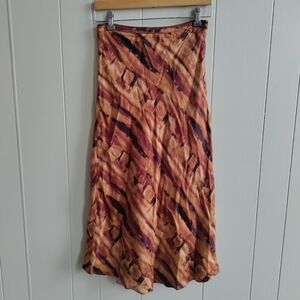 DISSH Rust Watercolor Midi Skirt Size 6